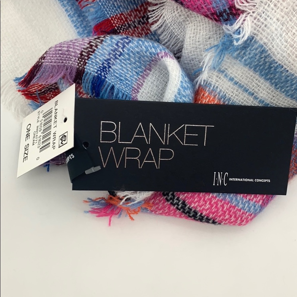 4/$25 INC Colorful Plaid Blanket Wrap Scarf NEW - Picture 5 of 6